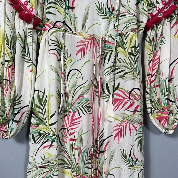 Taj by Sabrina Crippa Silk Embodied  Cream and Green Layered Skirt dress S - Picture 7 of 16